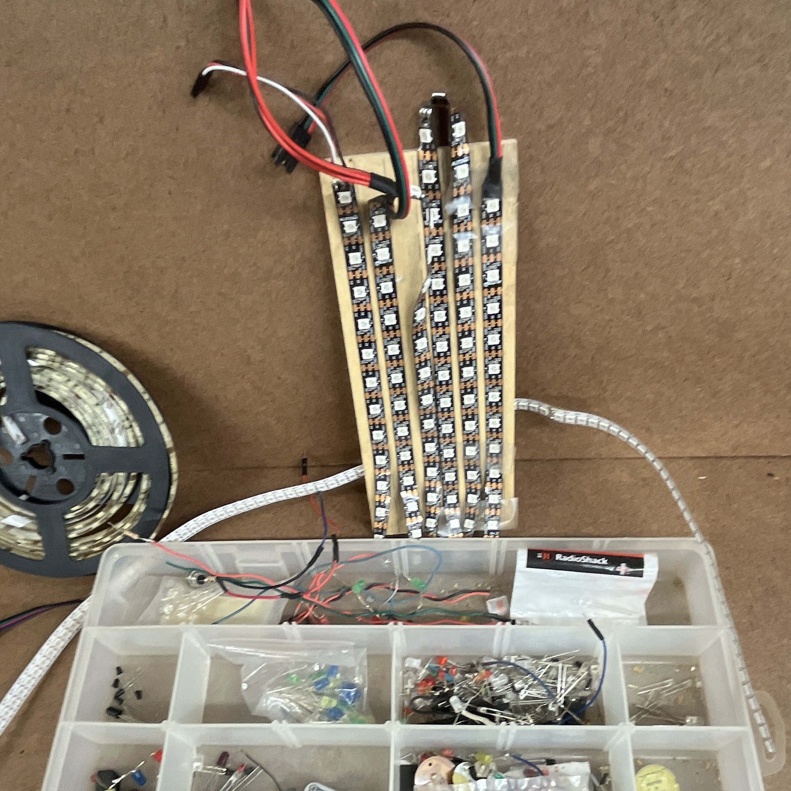 Misc Lot of LED lights and strip Lights & Organizer Box
