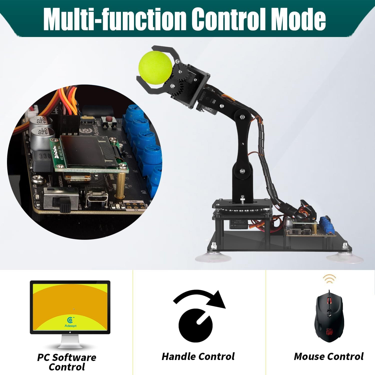5DOF Robotic Arm Kit Compatible with Arduino IDE, Programmable DIY Coding STEM E