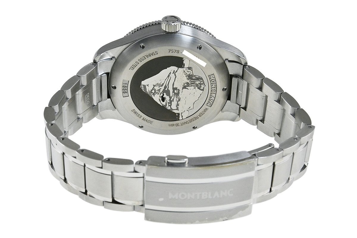 MONTBLANC 1858 Ice Sea Automatic Date MB129369 Automatic Winding SS Blue Watch