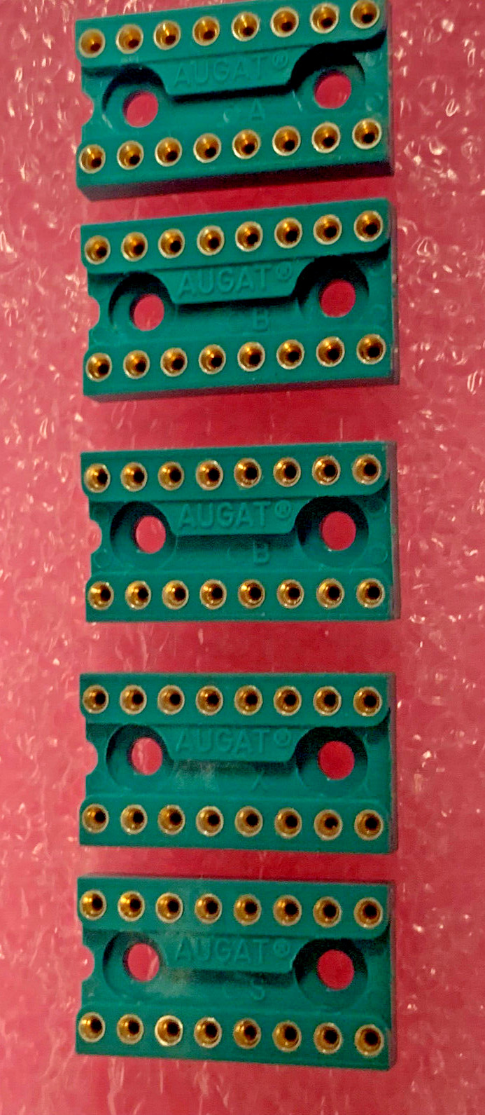 Augat High Quality 16 Pin IC Socket Machine tooled, NOS Gold Contacts, lot of 5