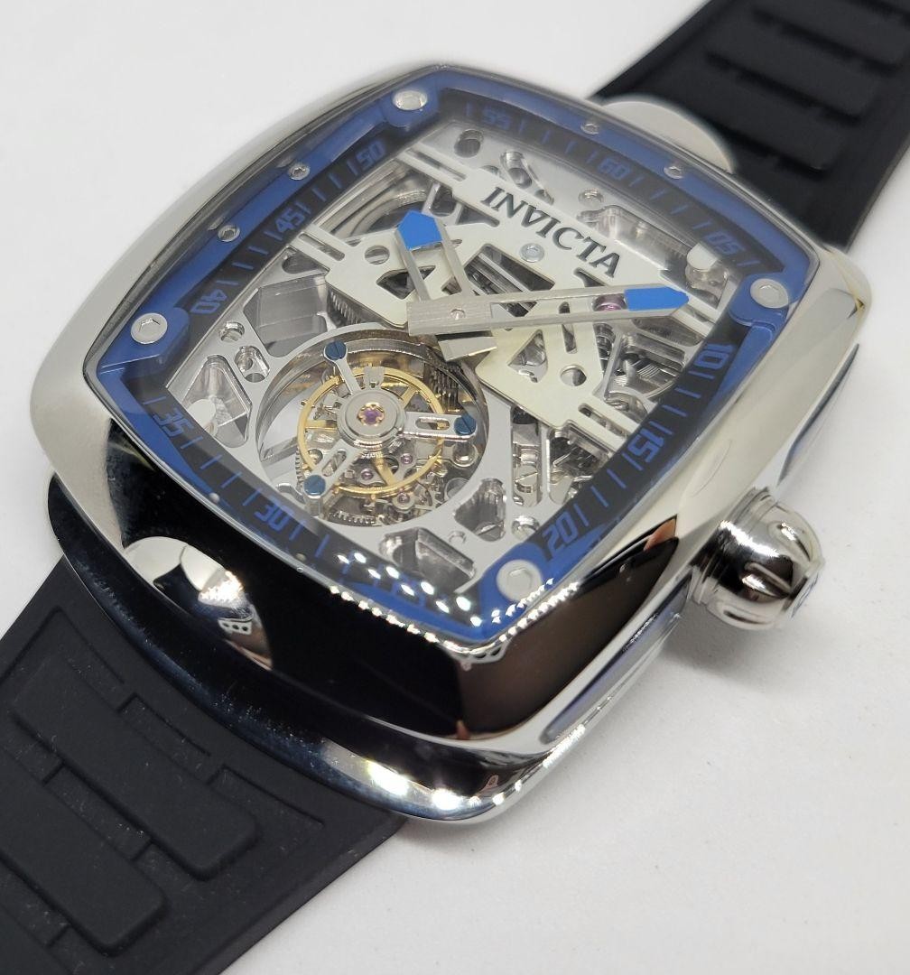 Invicta S1 Rally Diablo Tourbillon Watch Silver Dial Black Hand Winding w/ Box