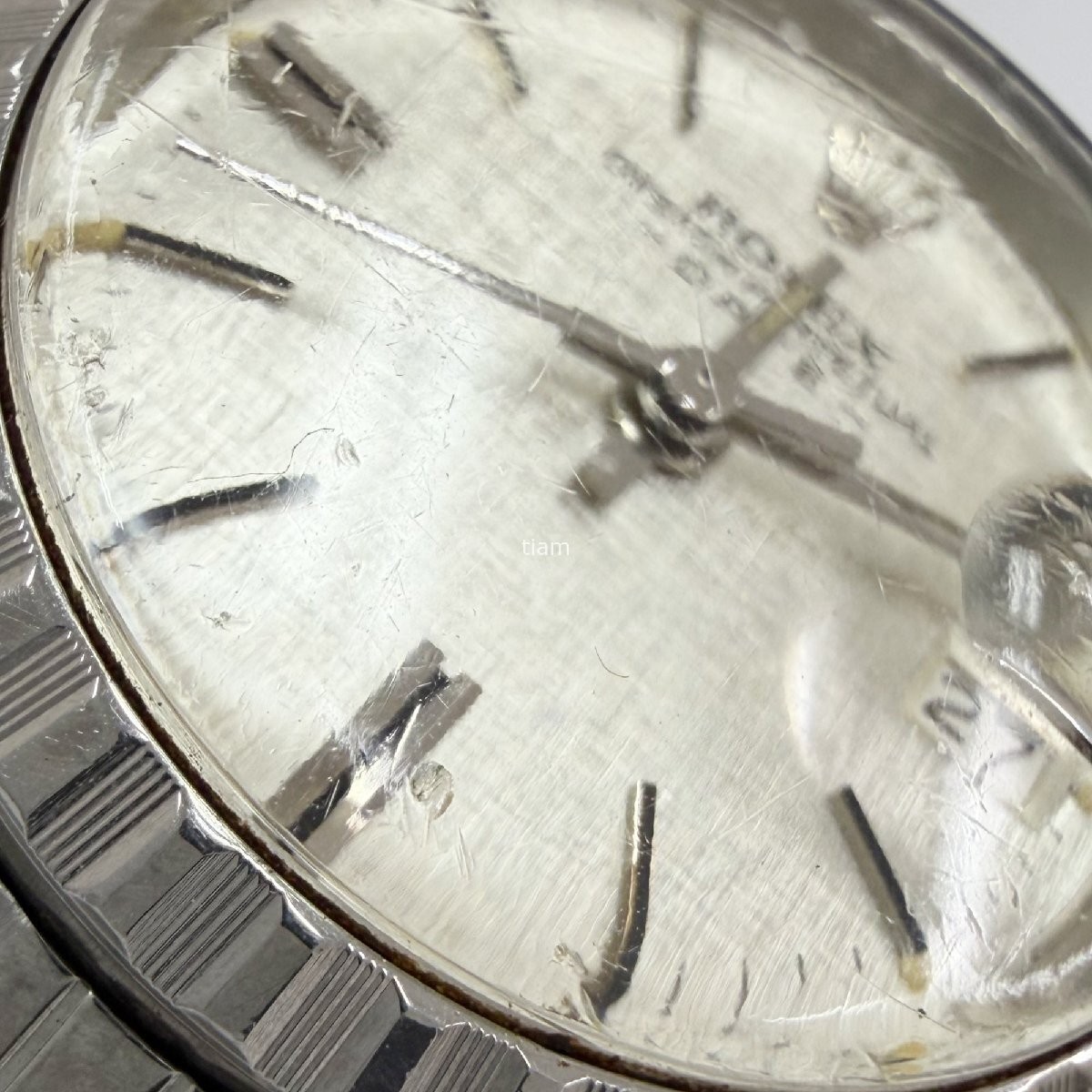 ROLEX 6924 Oyster Perpetual Date Silver Mosaic Automatic SS