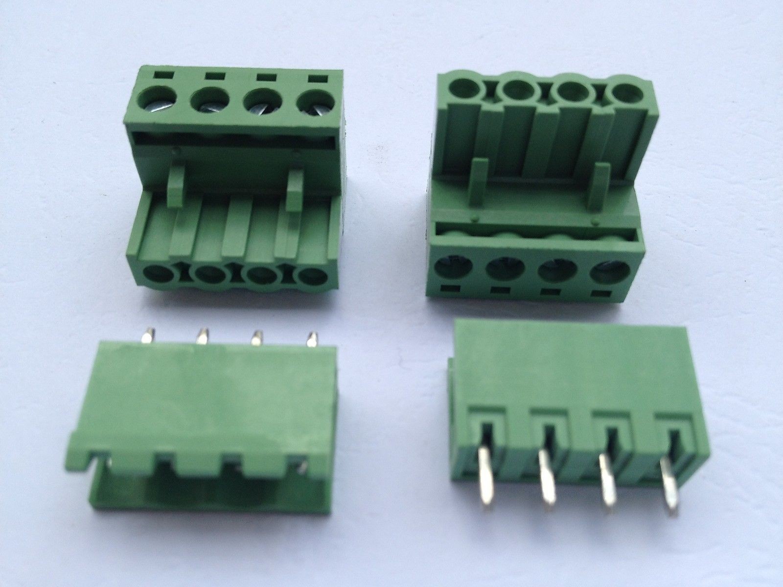100 pcs 4pin/way 5.08mm Screw Terminal Block Connector Green Pluggable Type