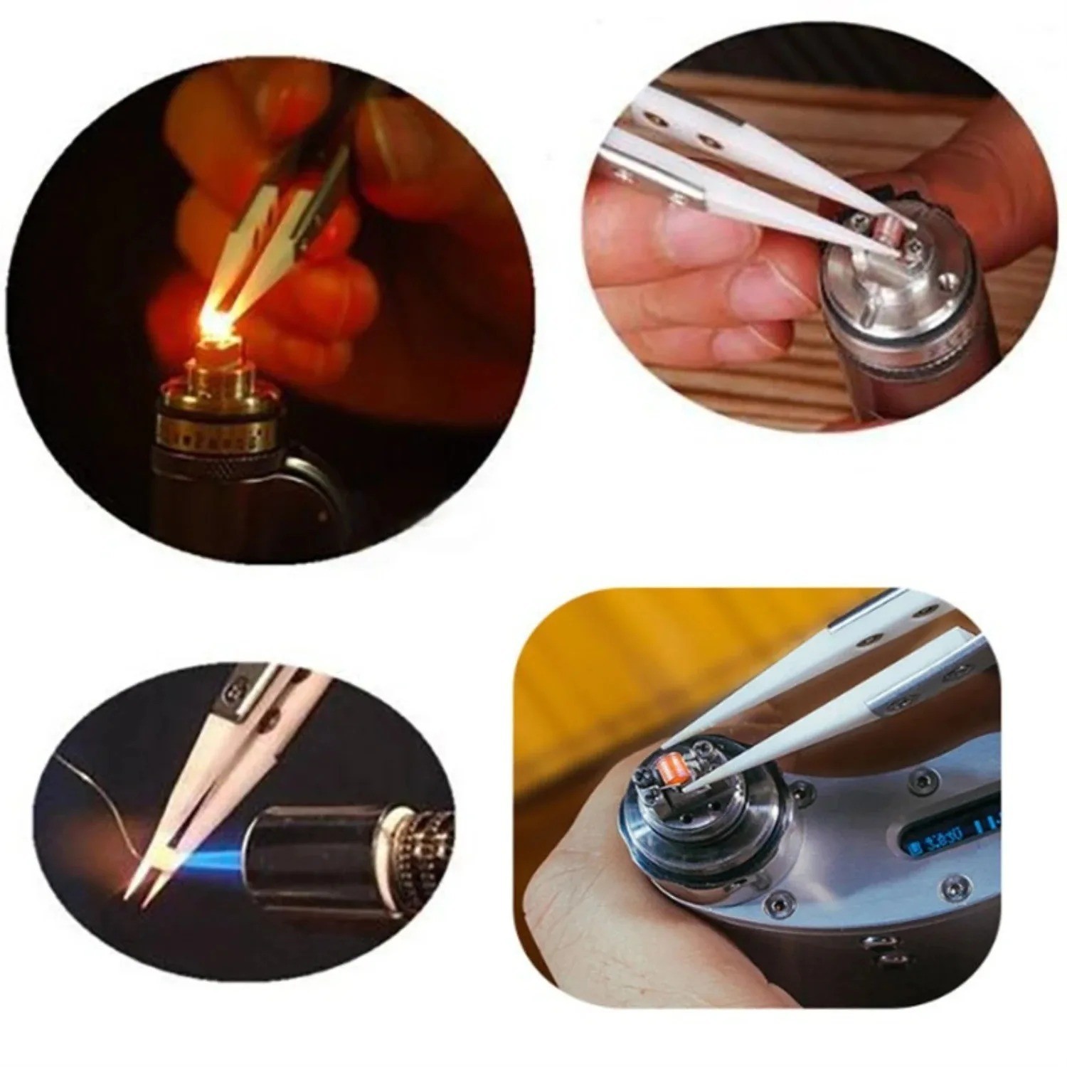 Stainless Steel Ceramic Tweezers Heat Resistant Non Conductive Ceramic tip