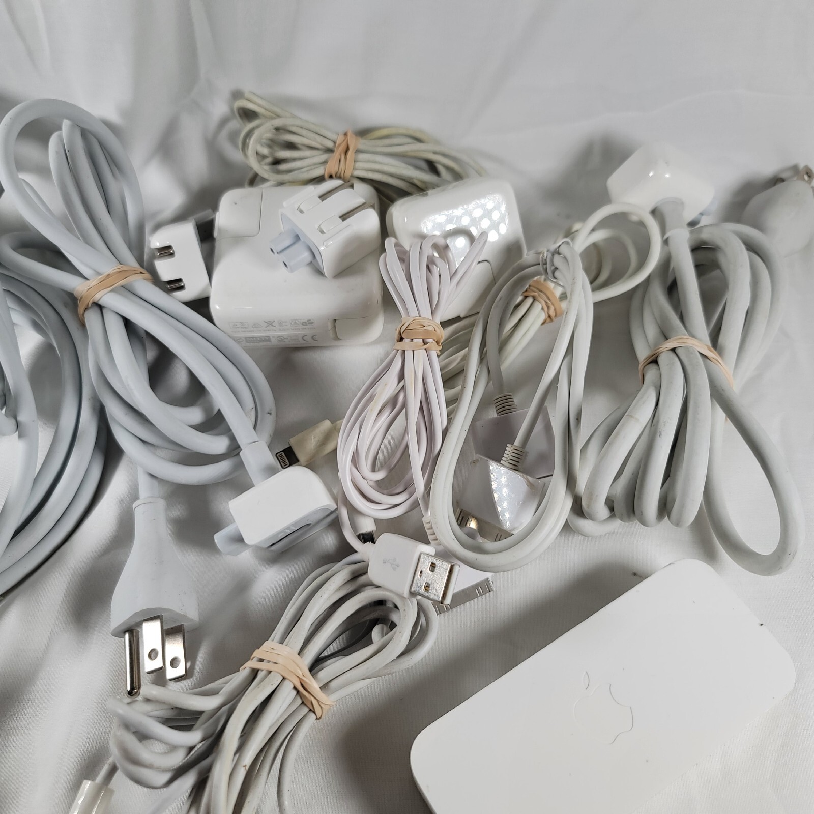 Lot Of Random Assortment Of Apple Adapers, Cords , Wall Plugs