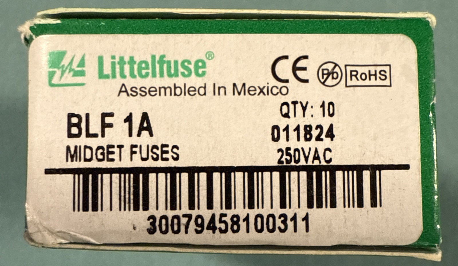 BLF-1 BLF1 BLF 1A ( 1 Amp ) 250Vac FAST-ACTING FUSE Littelfuse – Lot of 10 NEW
