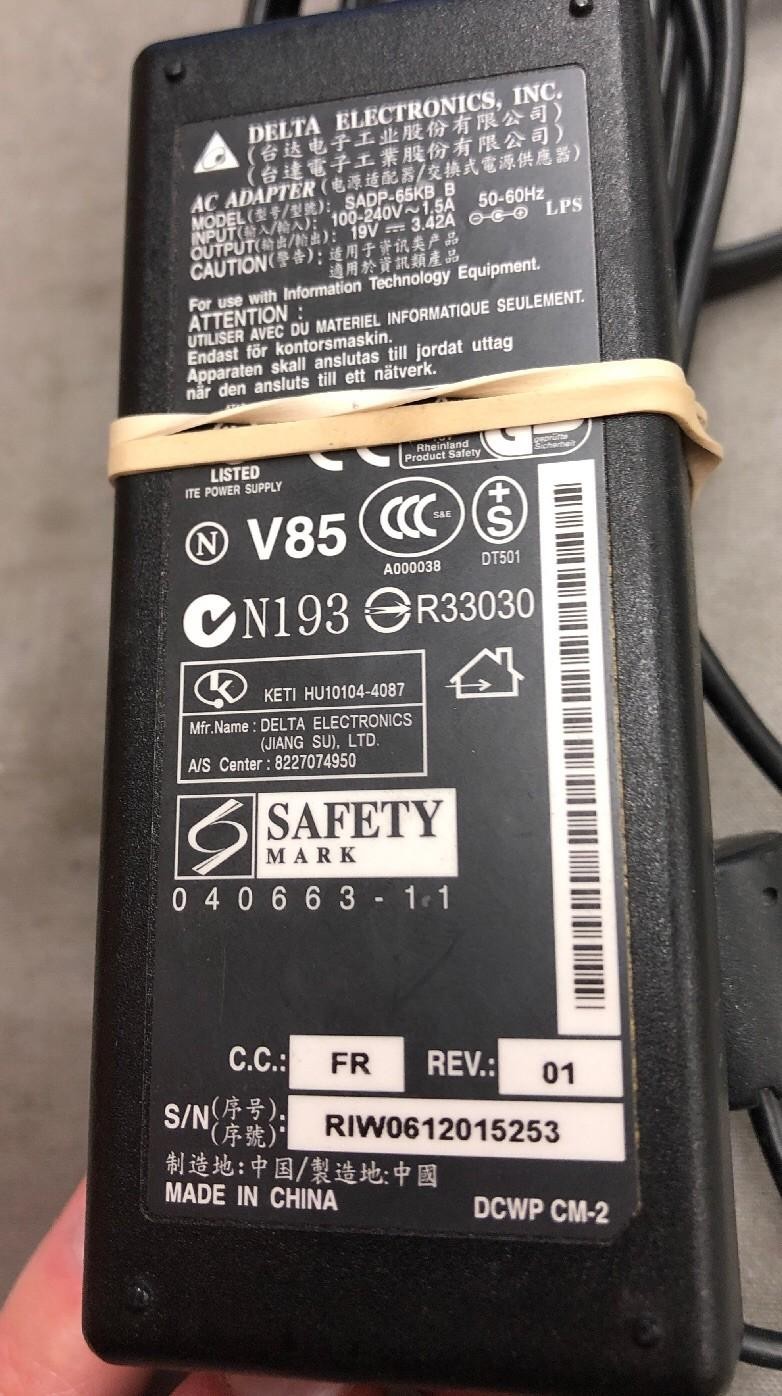 Delta Laptop SADP-65KB B REV 01 AC Adapter Power Supply 19V 3.42A 65W