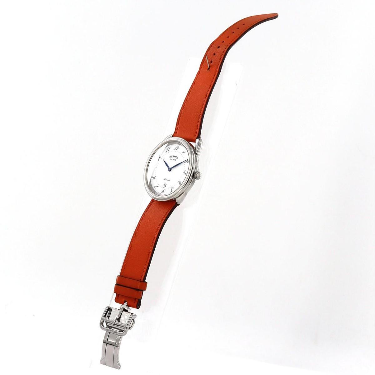 Hermes Arceau AR7.710 SS Automatic Watch Dial White Case Diameter 40mm
