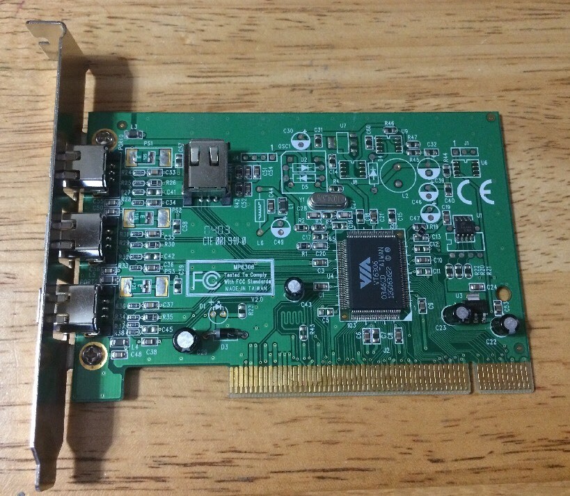 PCI FIREWIRE CARD MP6306 CONTROLLER 3 PORT EXTERNAL 1 PORT INTERNAL
