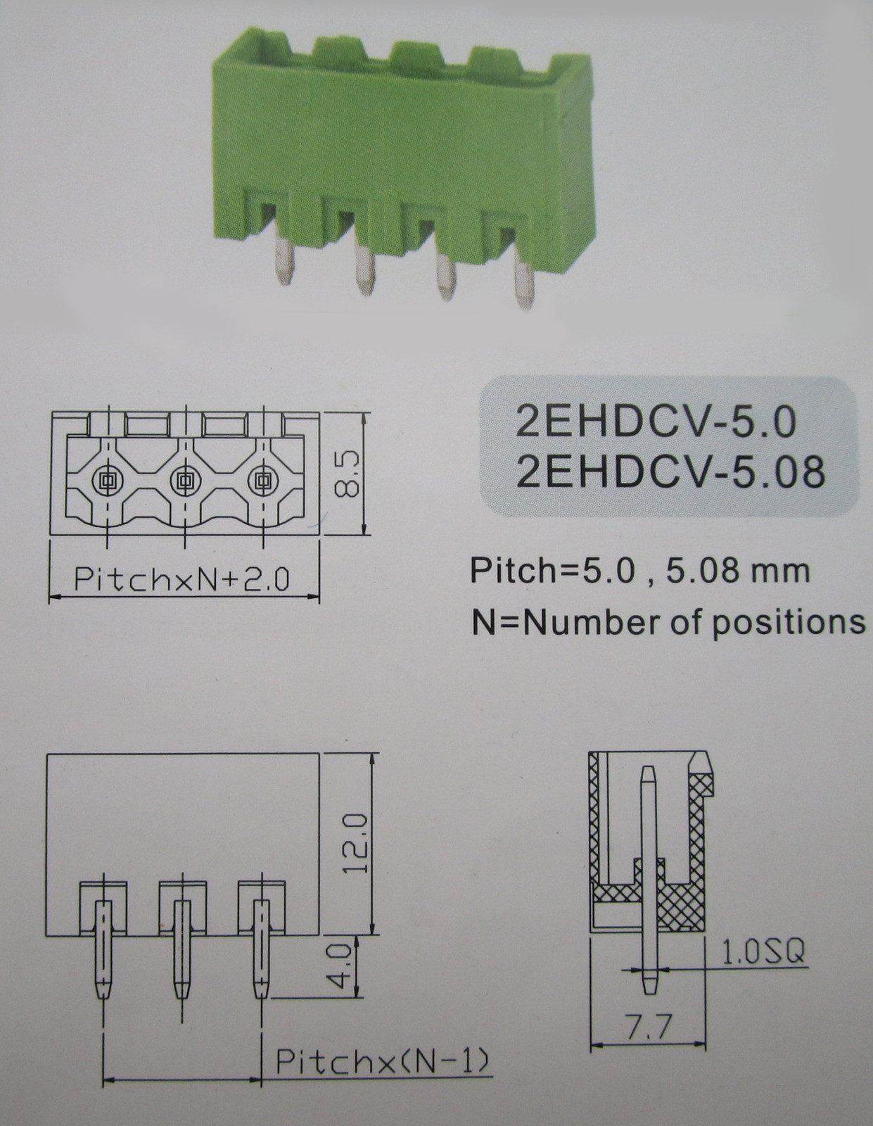 20 pcs 5.08mm Close Straight 3 pin Screw Terminal Block Connector Pluggable Type