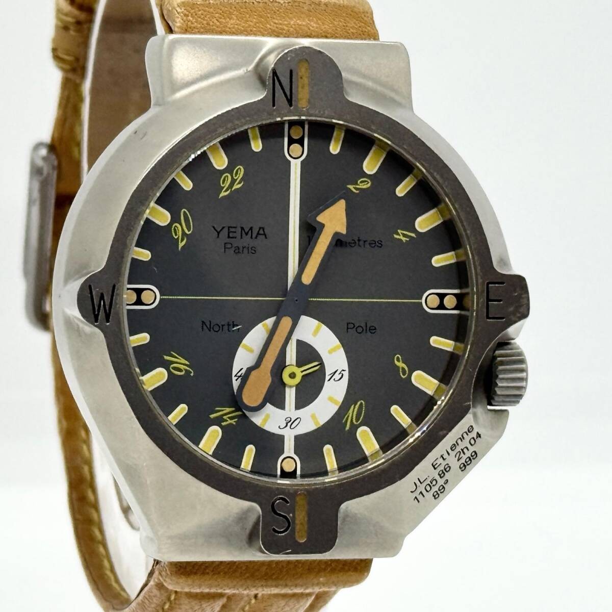 YEMA Watch 10859 Gray Quartz Leather Men’s Arctic Commemorative Model No Working