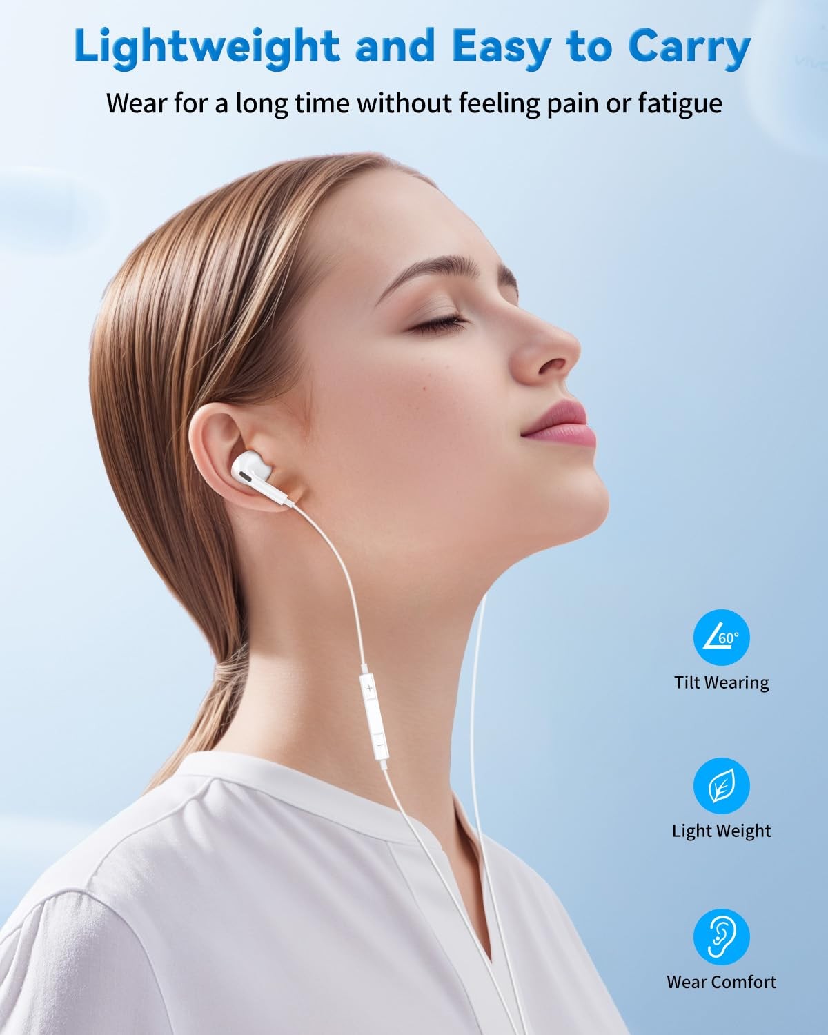2 Packs USB C Wired Headphones for iPhone 16/15 Pro Max Plus, Type C Earbuds