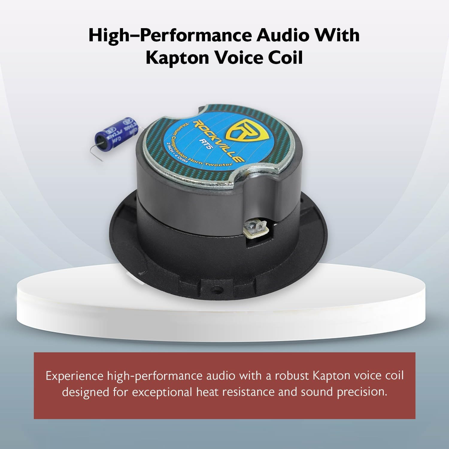 RT5 Aluminum Tweeter Pair, 2.8″, 120W, 4 Ohms, Titanium Diaphragm, Kapton Voice