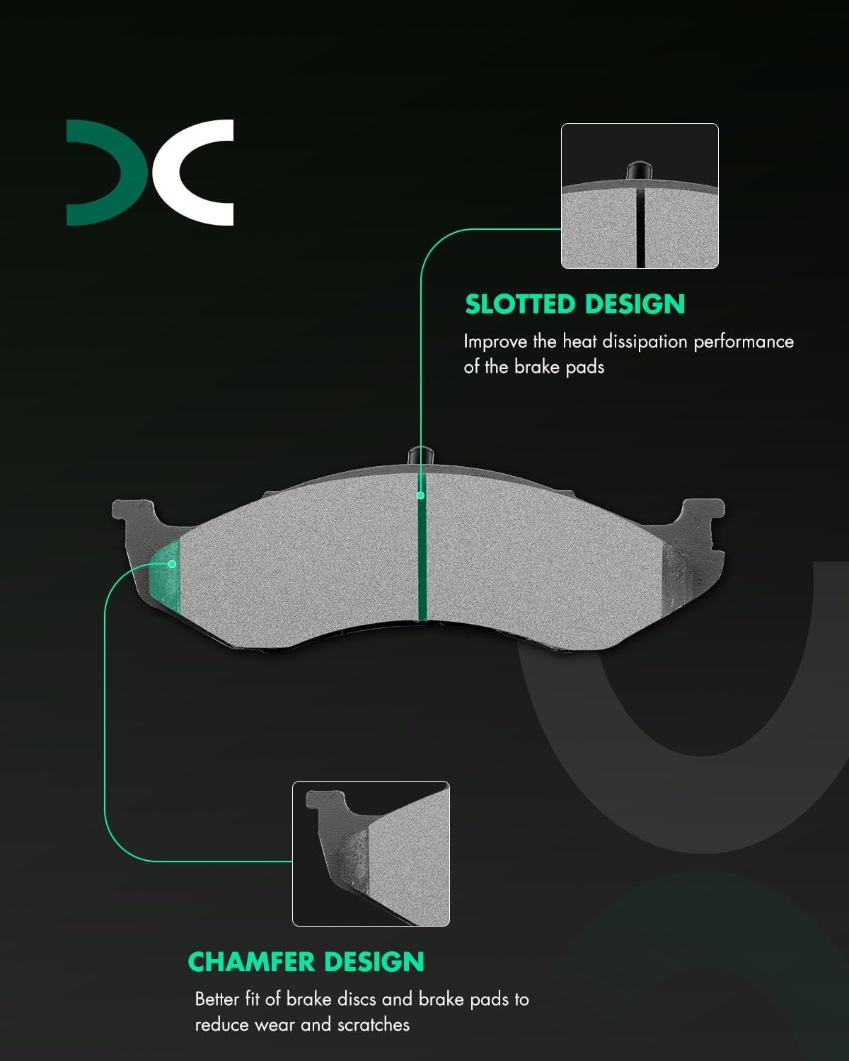 SCITOO D477 Front Ceramic Brake Pads – Fit for Jeep Comanche, Cherokee, Grand Ch