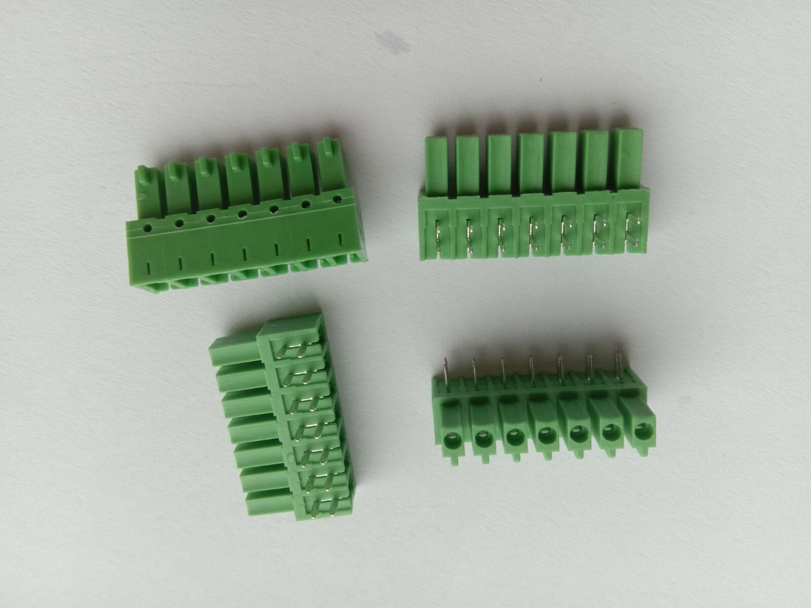 5 pcs Angle 90° 7 pin 3.81mm Terminal Block Connector PCB Type Green