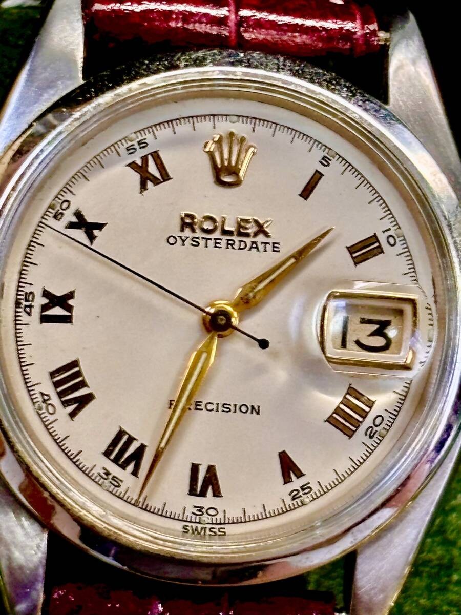 ROLEX Oysterdate Alpha Style Blued Steel Red Black Cream