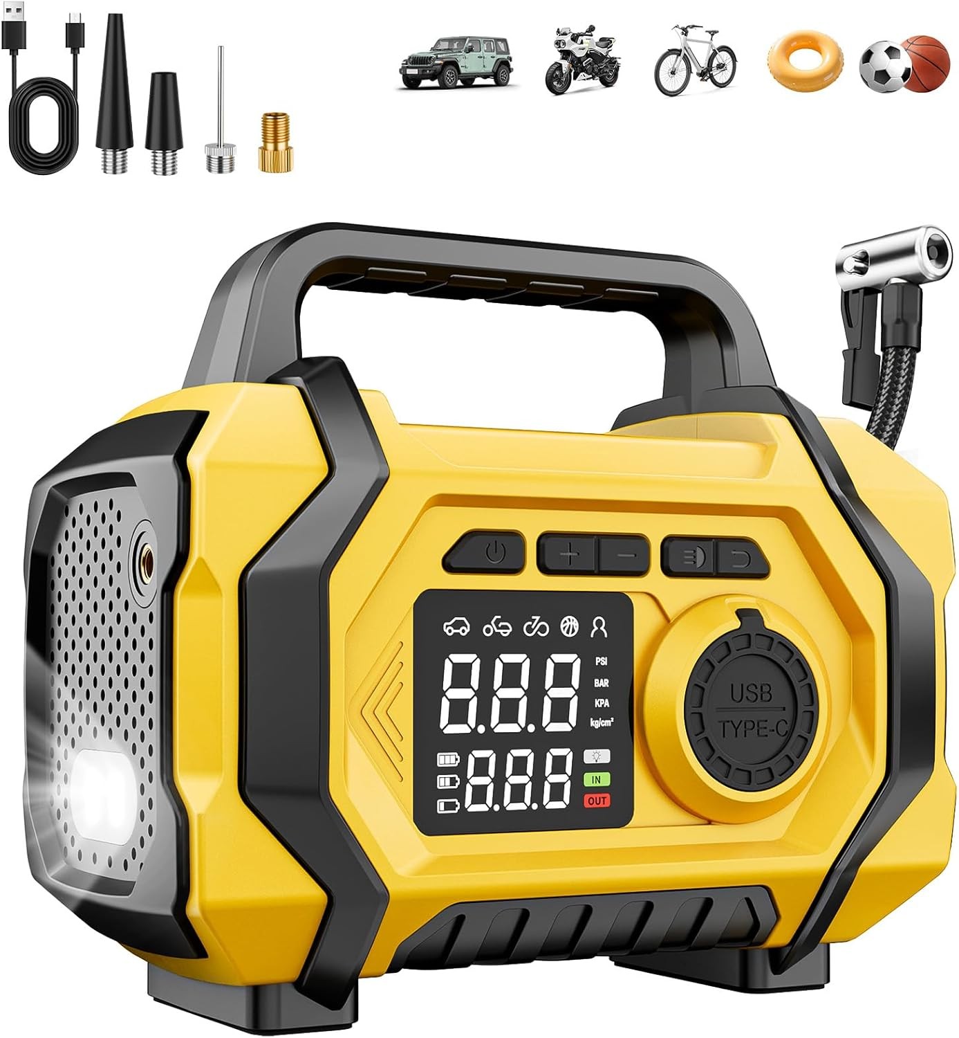 Tire Inflator Portable Air Compressor, 6X Fast 150PSI Air Pump for Car Tires,