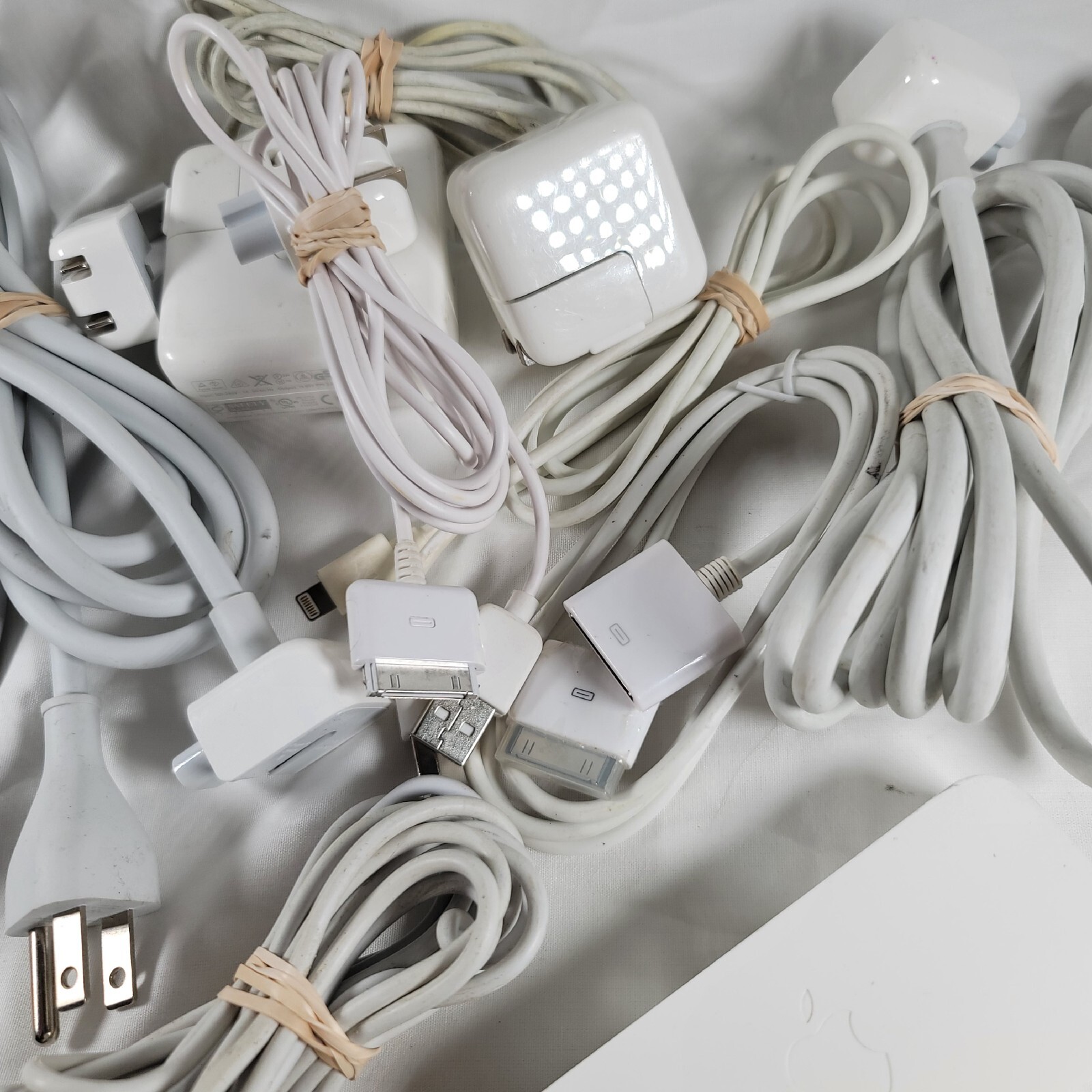 Lot Of Random Assortment Of Apple Adapers, Cords , Wall Plugs