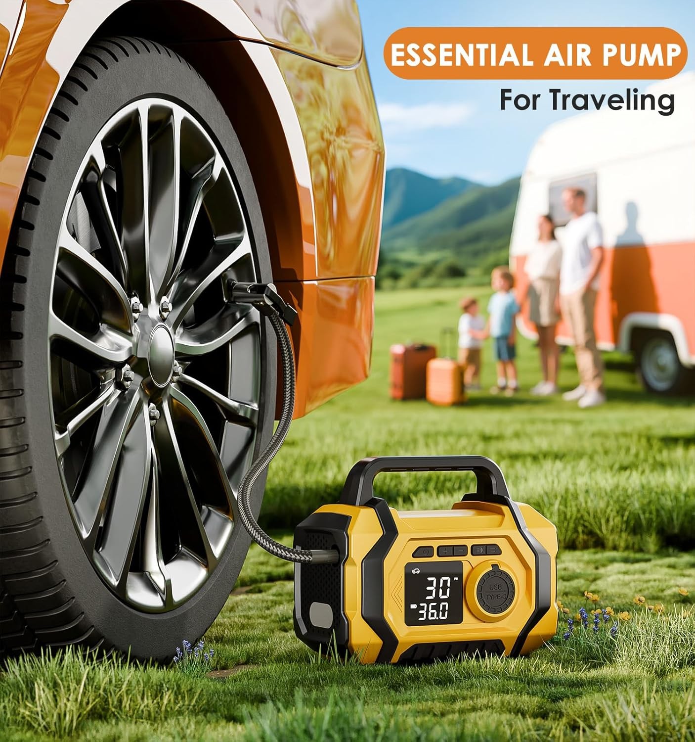 Tire Inflator Portable Air Compressor, 6X Fast 150PSI Air Pump for Car Tires,