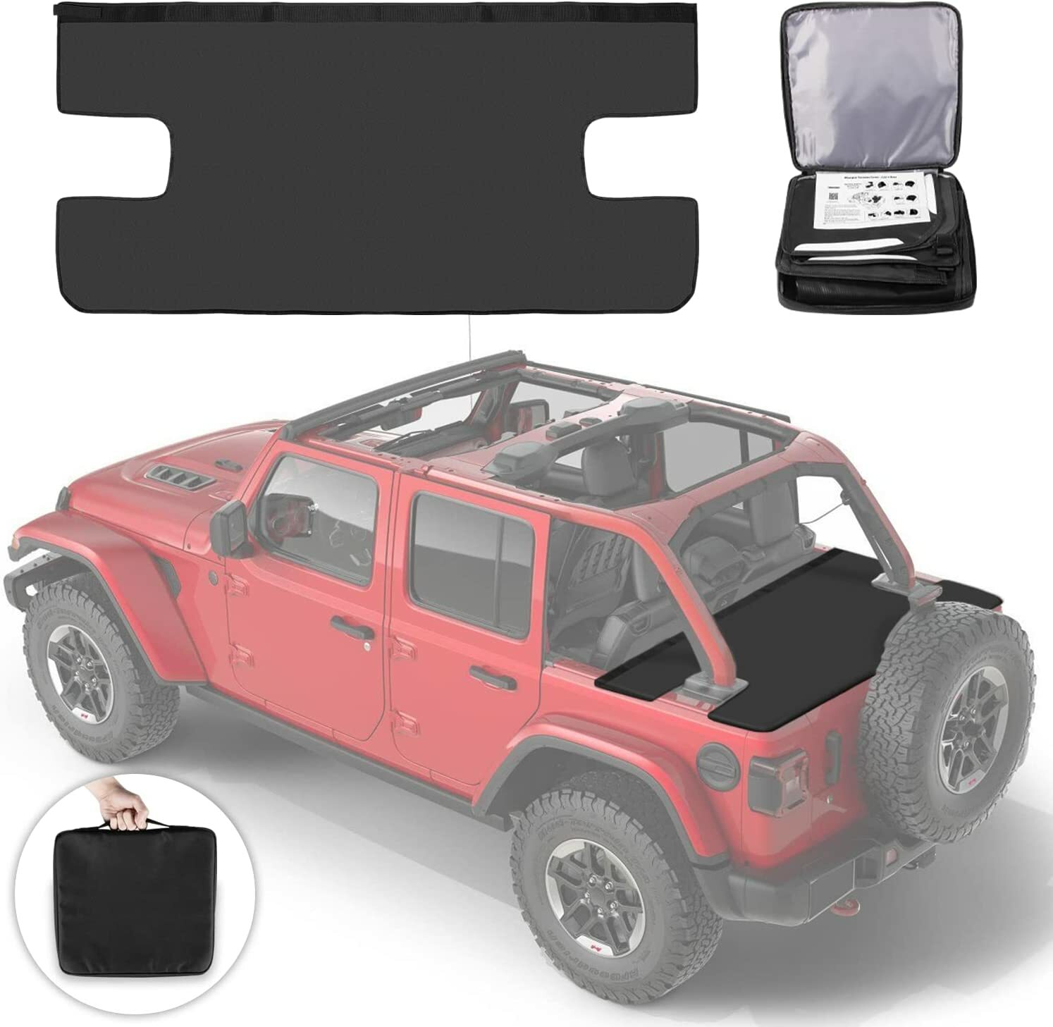 Tonneau Cover Rear Trunk Cover Cargo Soft Cover for Jeep Wrangler JLU 4Door 18+