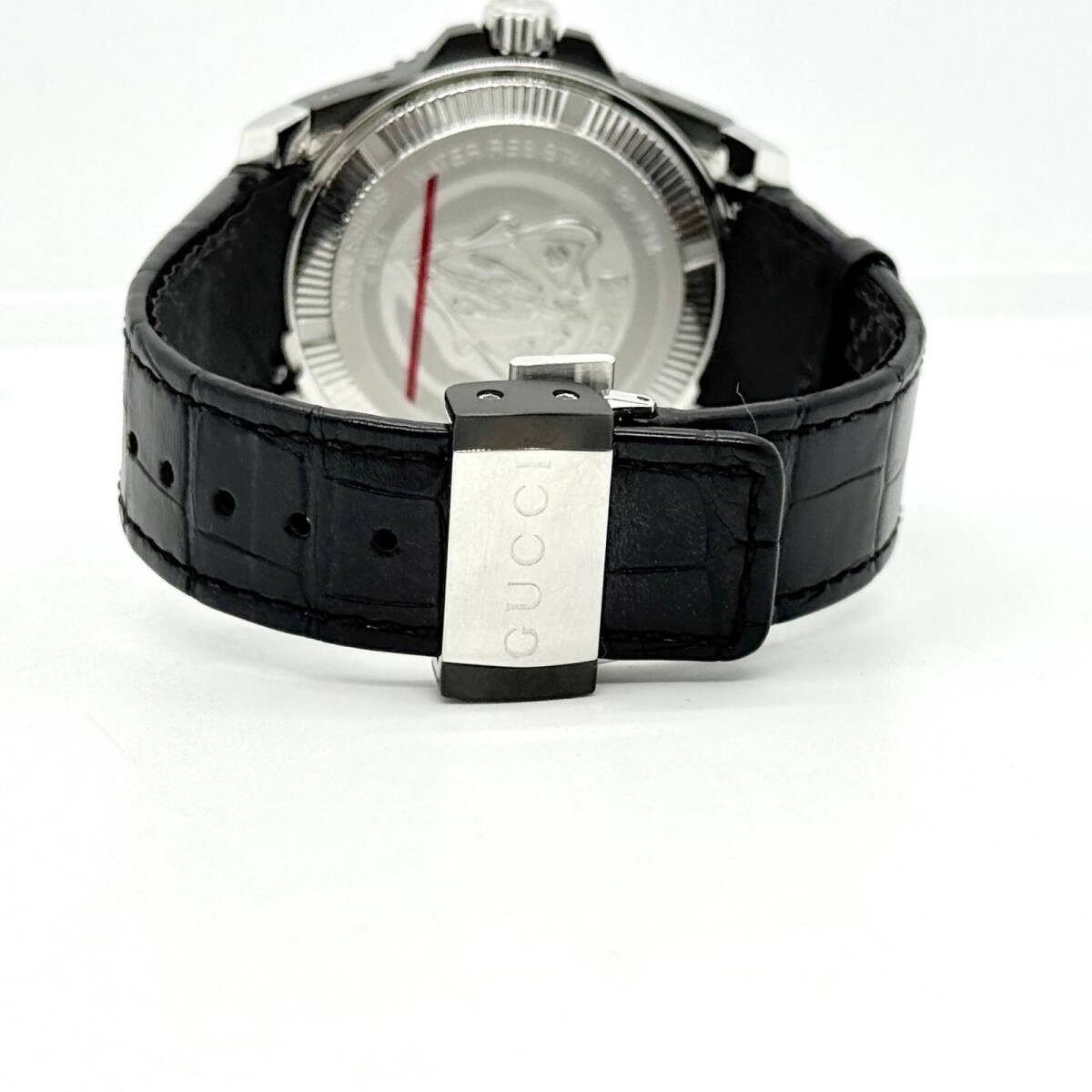 GUCCI Watch 136.2 DIVER 300M/1000FT YA136201 Black Automatic Leather Men Working