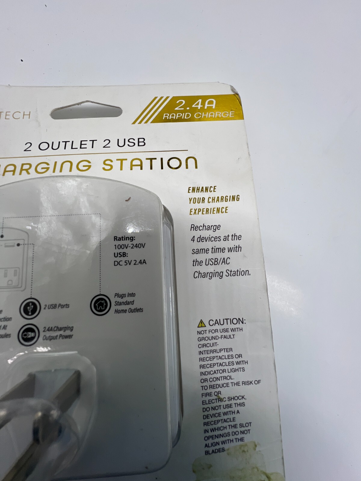 Ciao Tech 2 Outlet 2 USB Port Charging Station 2.4A Rapid Charge