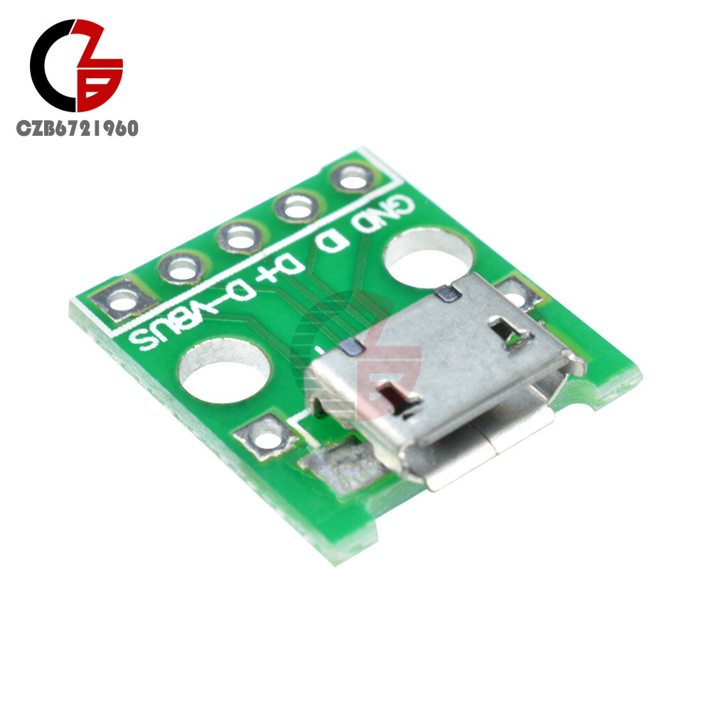 5pcs MICRO Female USB to DIP Adapter Converter for 2.54mm PCB Board DIY Power