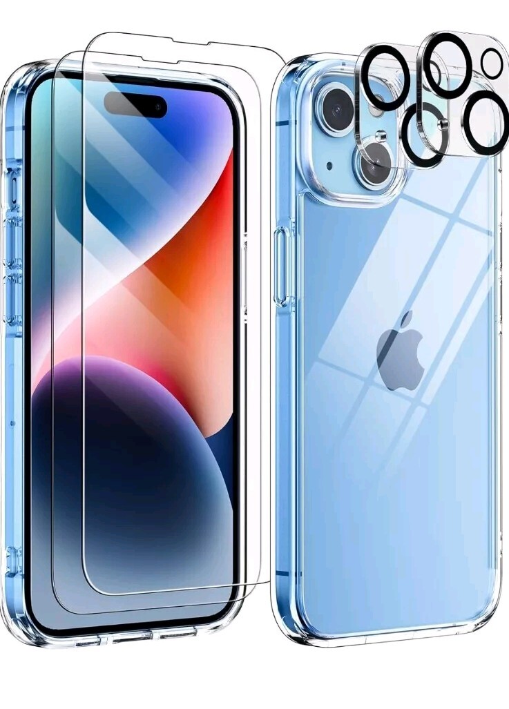 (Lot of 2) AVEN 5 in 1 for iPhone 15: Case, 2+2 Temp. Glass Screen/Cam Protector