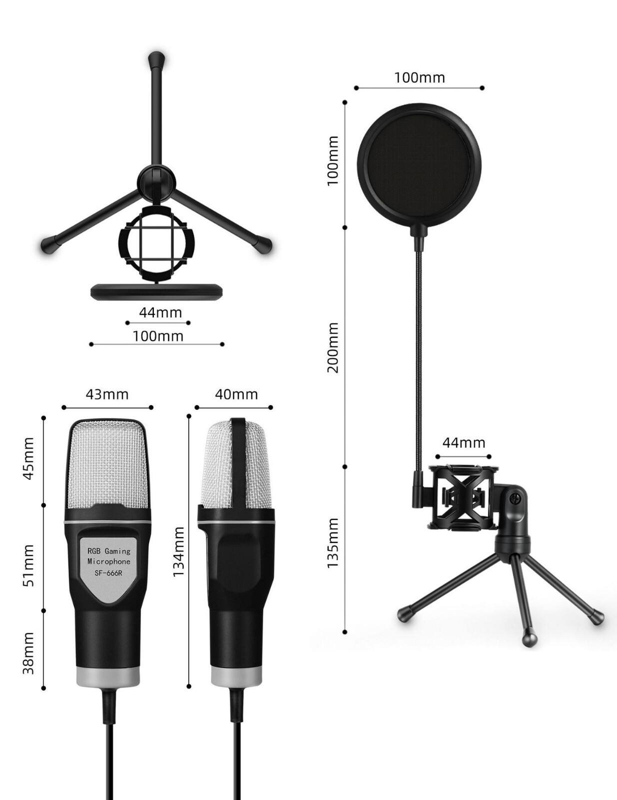 Clear Full RGB Capacitor Esports Gaming Microphone