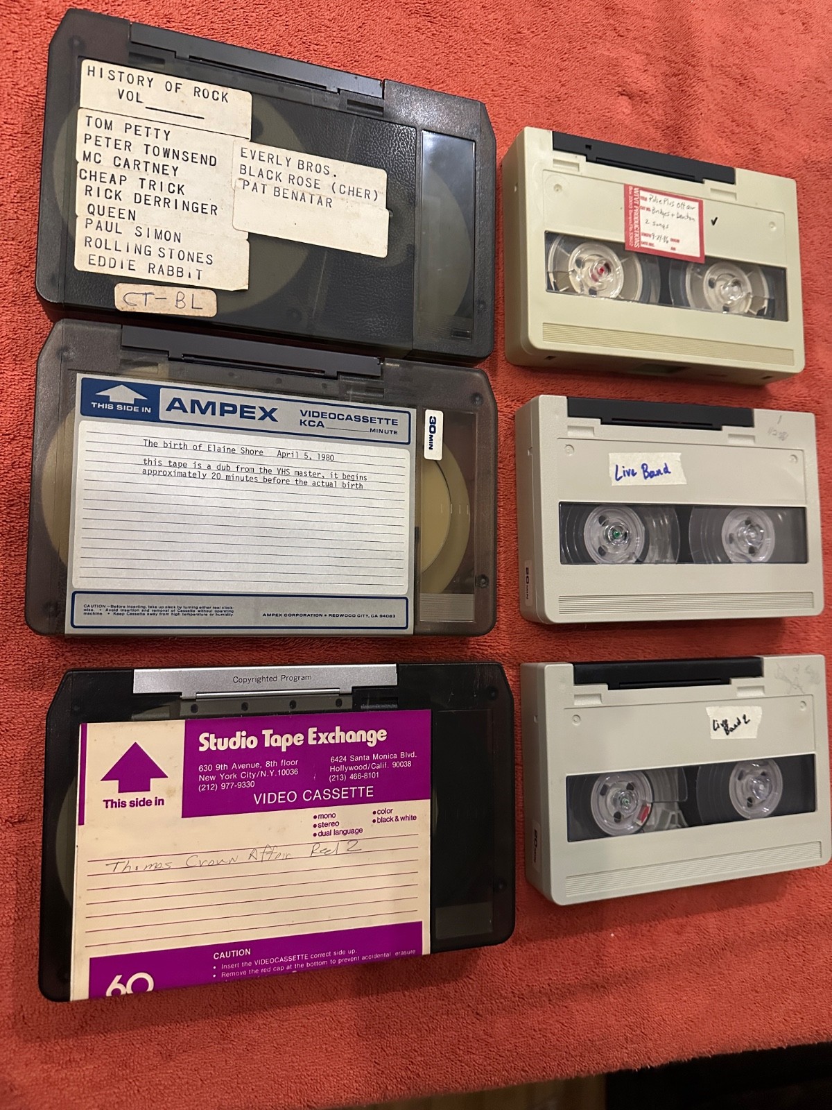 6x AS-IS Lot Vintage U-Matic Tapes – History of Rock, Tom Petty, Queen, Etc