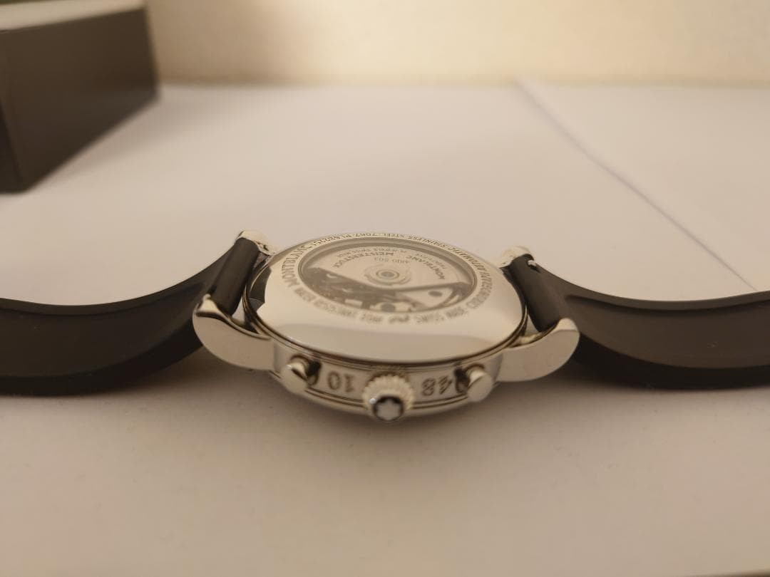 Montblanc Star GMT Automatic Black Rubber Strap Silver Men’s w/Boxed