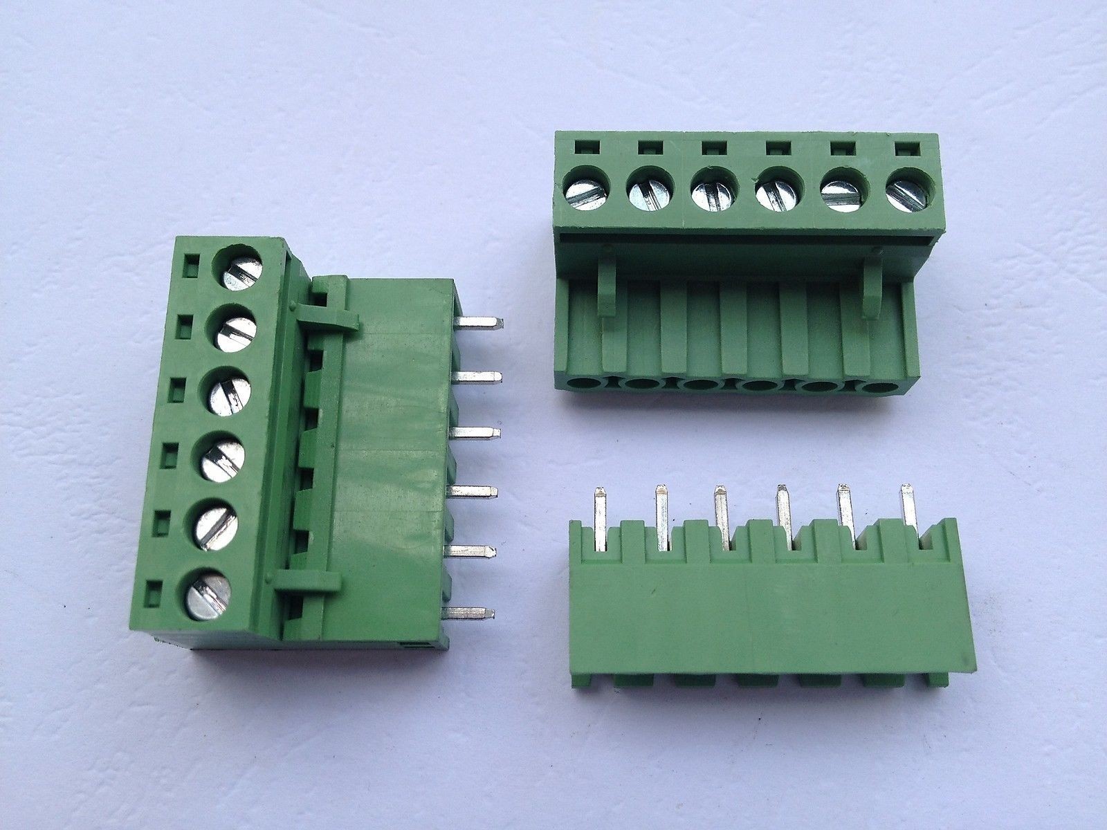 100 pcs 6 pin/way 5.08mm Screw Terminal Block Connector Green Plugable Type New