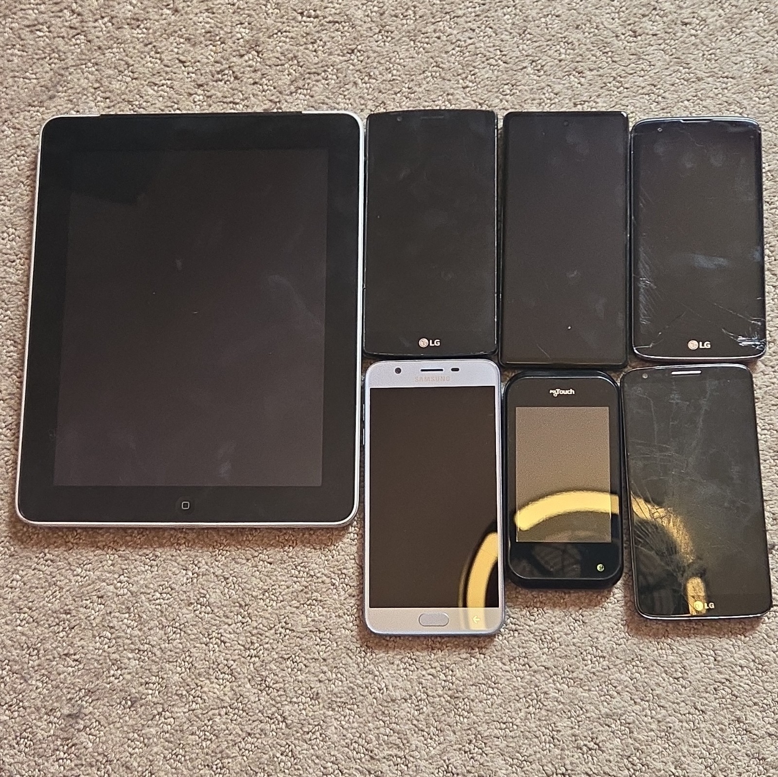 Lot of 7 Apple, Samsung, LG, Google Phones and Tablet, Tested Read Description
