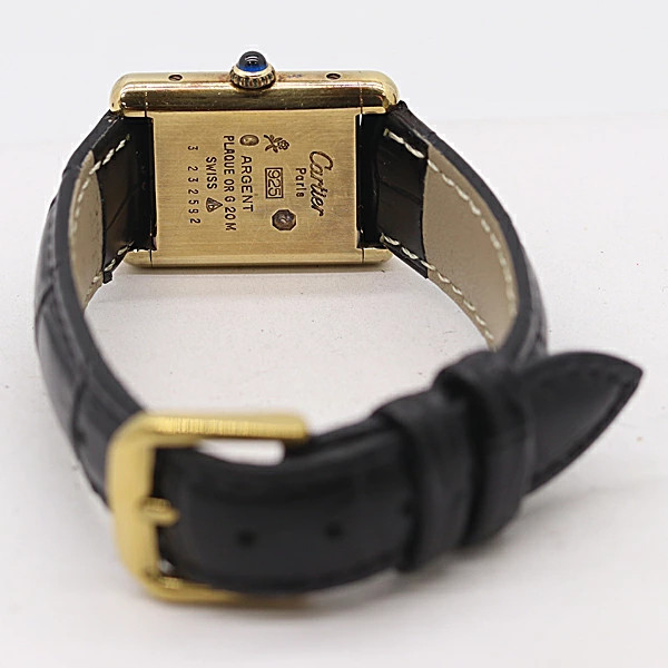 Cartier Must Tank 3232592 Manual Winding SV925 Ladies Watch Warranty Card Auth