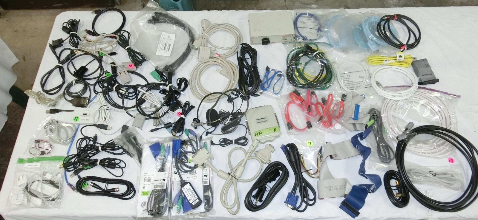 Pile of Cables of Many Types: Computer, Video, Audio, Network, Serial, USB, More