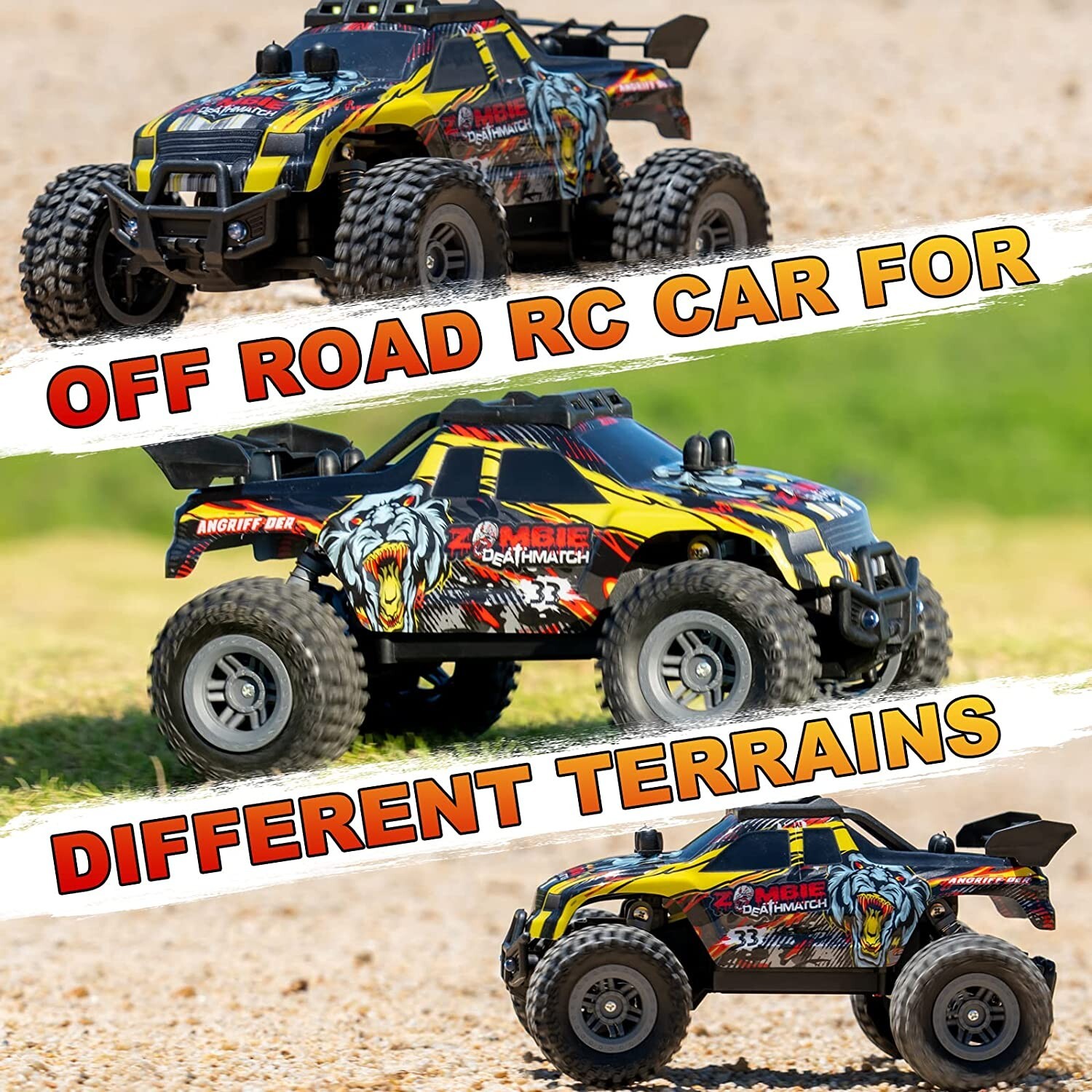 Remote Control Car for Boys & Girls, All Terrain & Off-Road Monster Truck with F