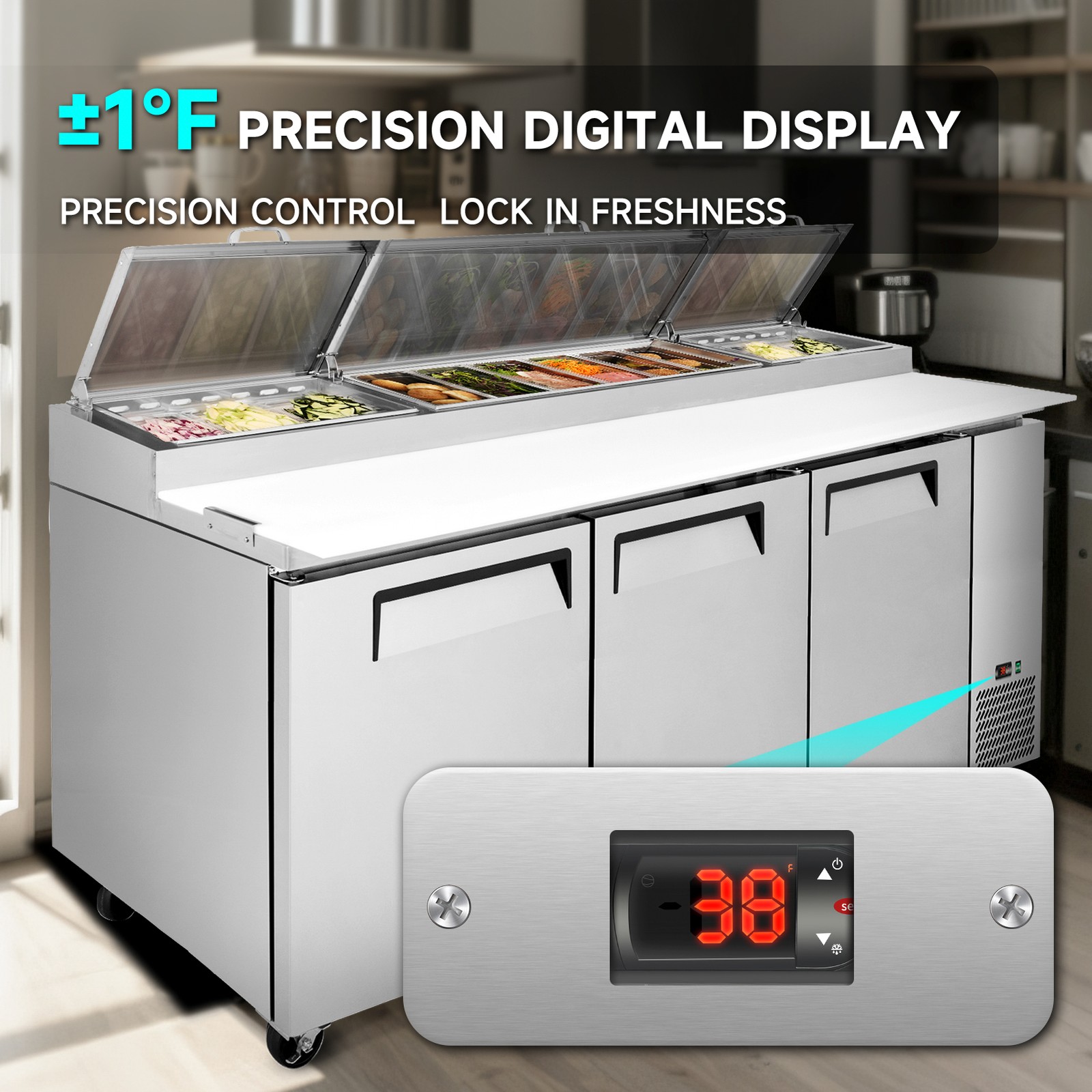 Carel Digital Temperature Controller Refrigerated Pizza Prep Table