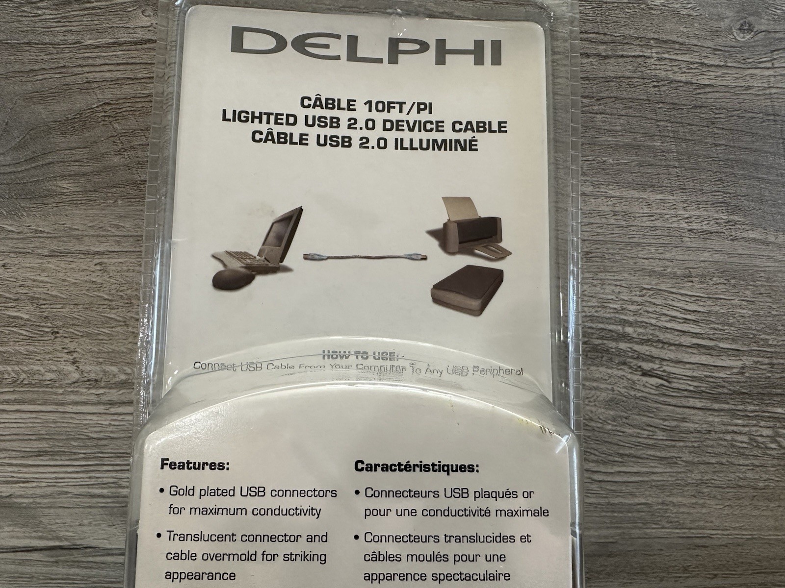 USB Cords DELPHI 10′ USB 2.0 Red LED LIGHT UP TYPE 10ft NEW!!! In Package