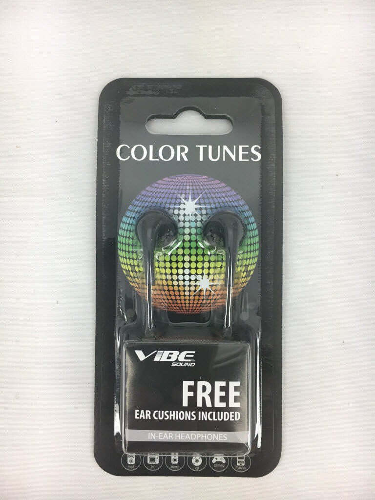 Vibe Color Tunes VS-120-BLK In-Ear Stereo Headphones Black Quantity Discount
