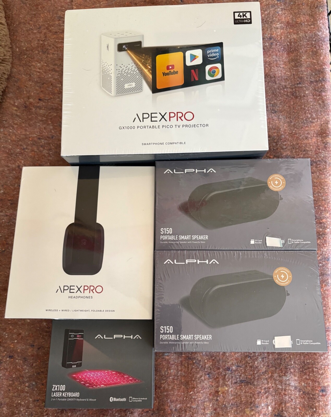 Projector, Smart Speakers, Laser Keyboard, Wireless Headphones