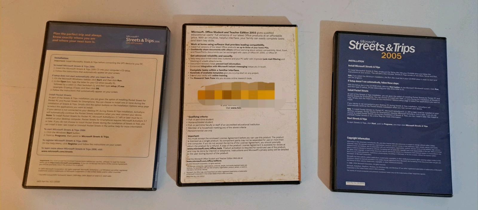 Microsoft Installers Lot, Street& Trps 2006 W/ GPS Locator, Ofc 2003,St &trip 05