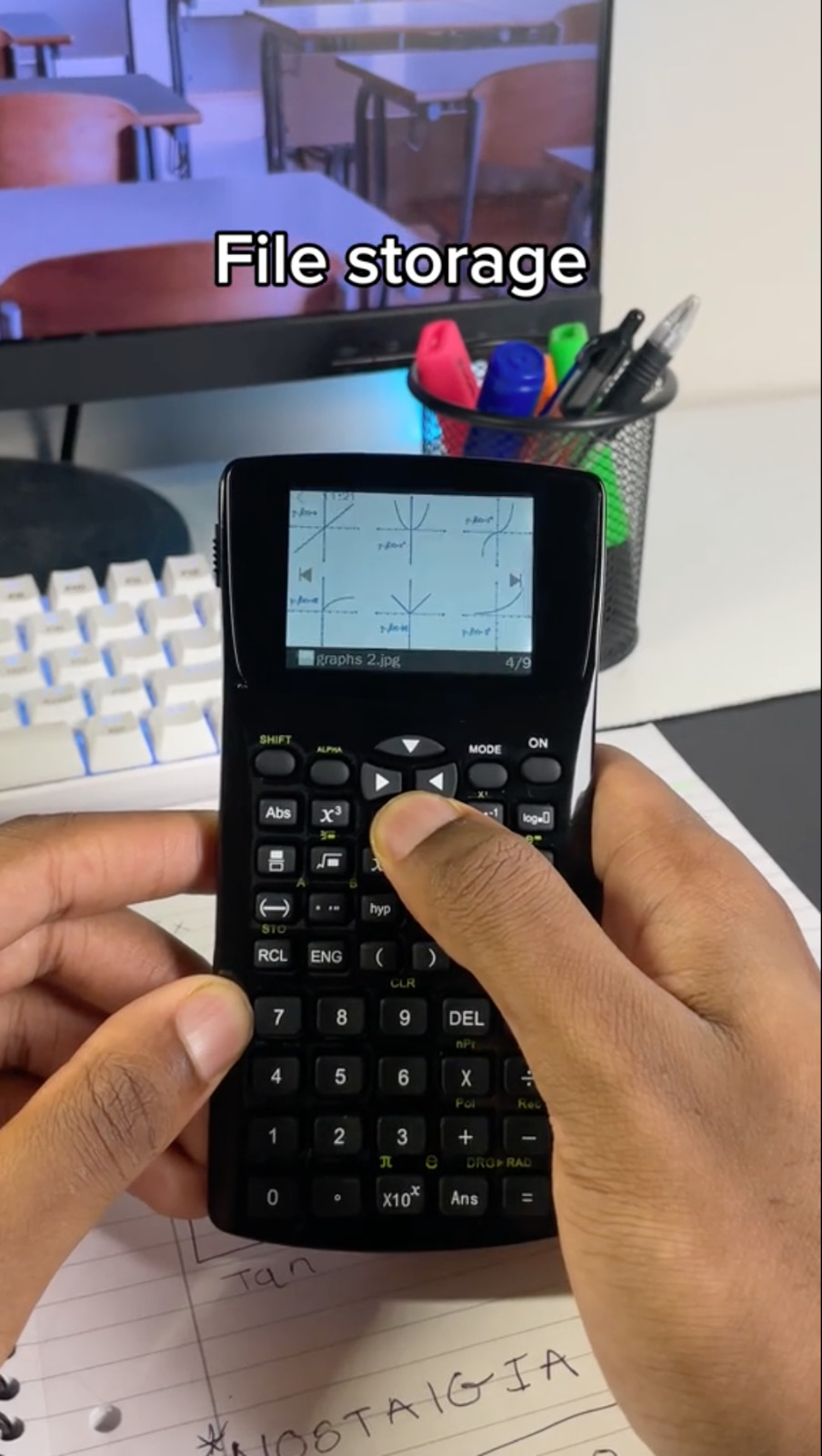 Cheating Calculator w/File Storage For Exams Privacy Screen w/Emergency Button!!