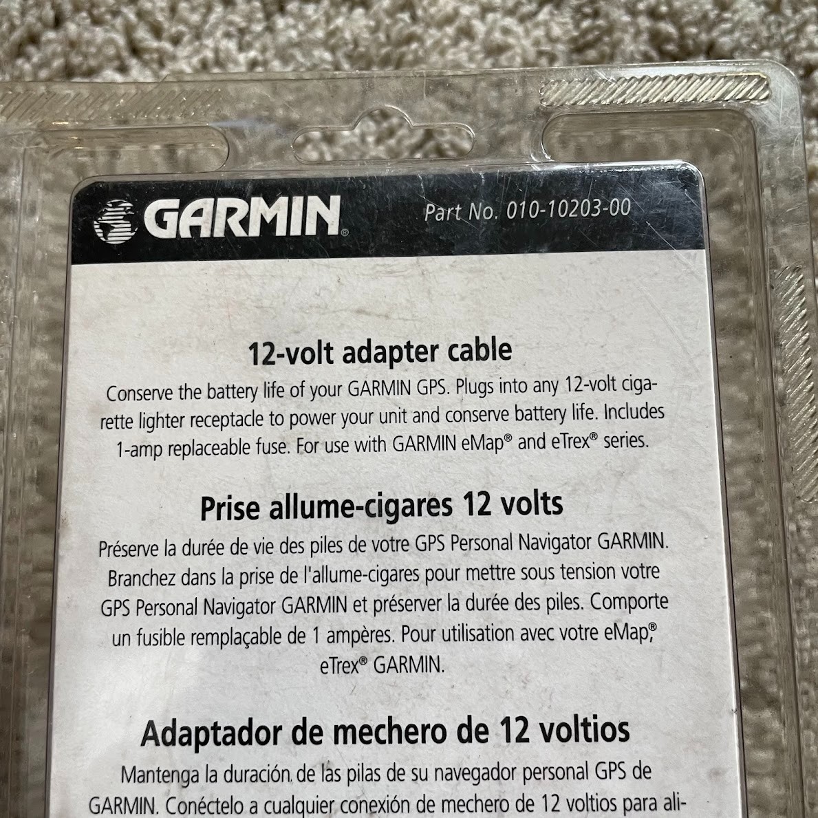 Garmin 12V Adapter Cable Car Charger OEM Part 010-10203-00 NEW Sealed