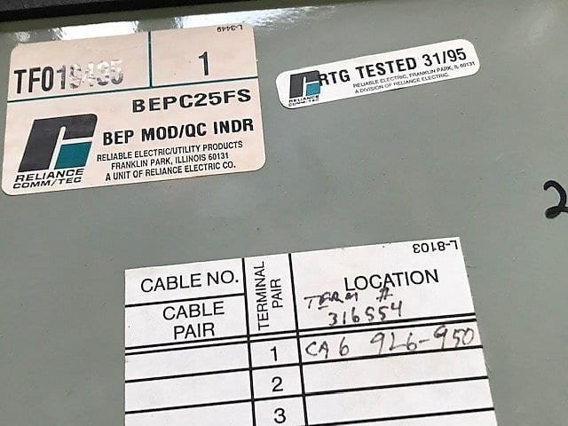 Reliance Comm/Tec BEPC25FS Telephone Box with Internal Wiring (Used)