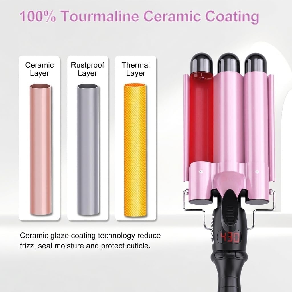 15 Variable Temperature Crimper Hair Tool，1 Inch Hair Crimper，60 Min Auto-Off…