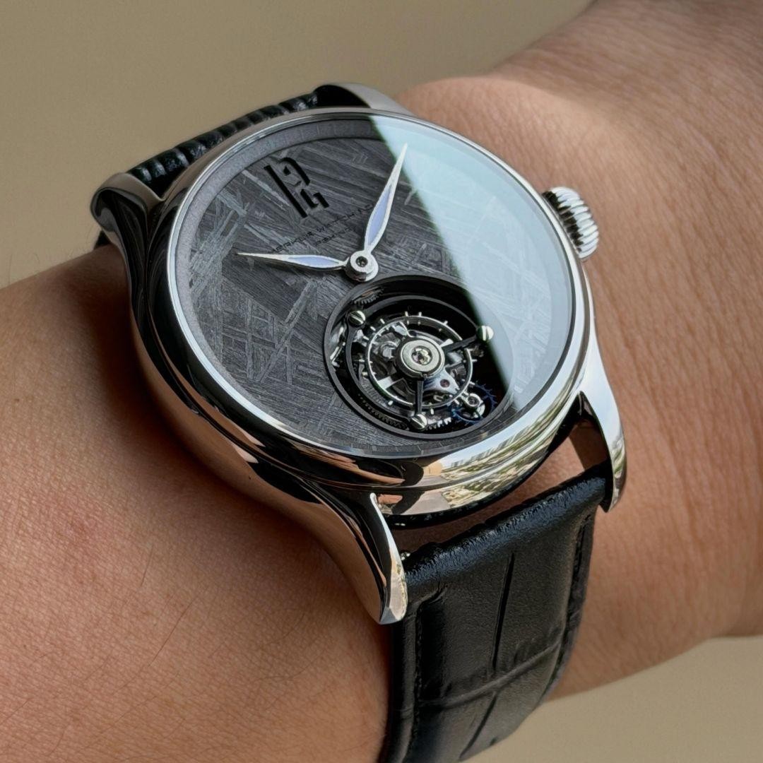 Merkur Wristwatch Tourbillon Meteorite for men black color 42mm Hand-rolled