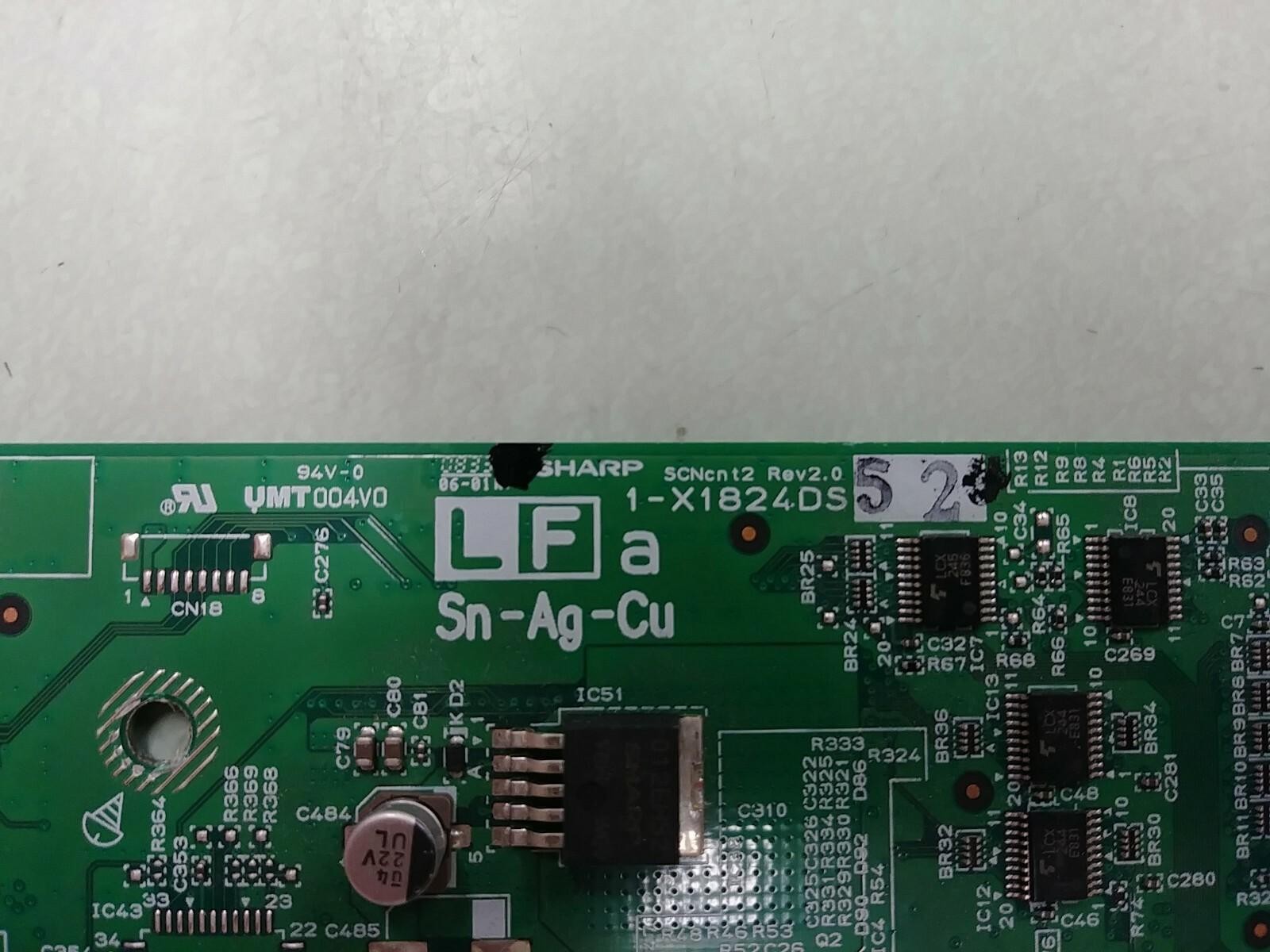 Sharp SCNcnt2 Rev 2.0 PRINTED CIRCUIT Board 1-X1824DS52 With Flash Memory