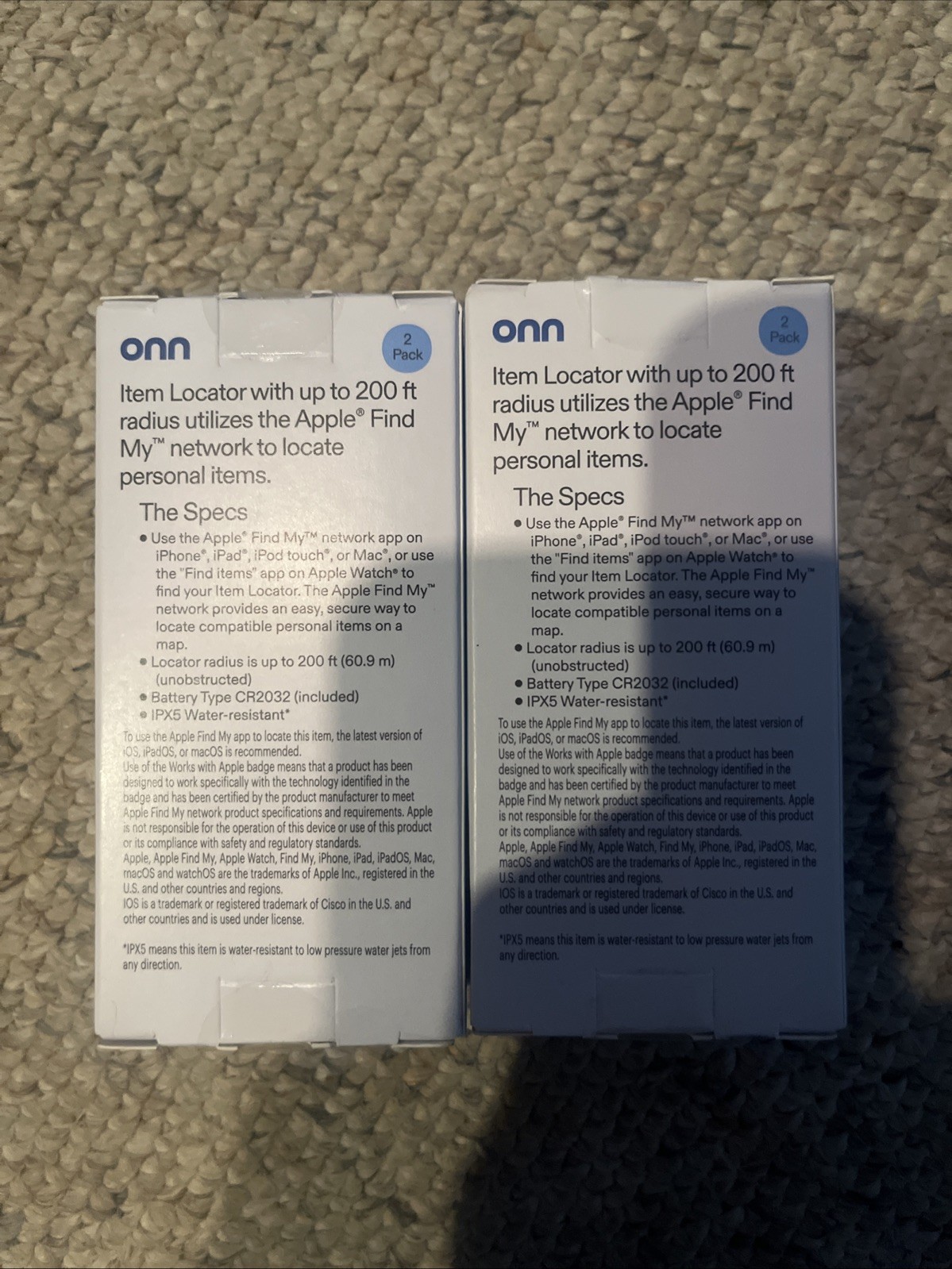 2 – Onn 2 Pack Item Locator For Apple Devices Lot