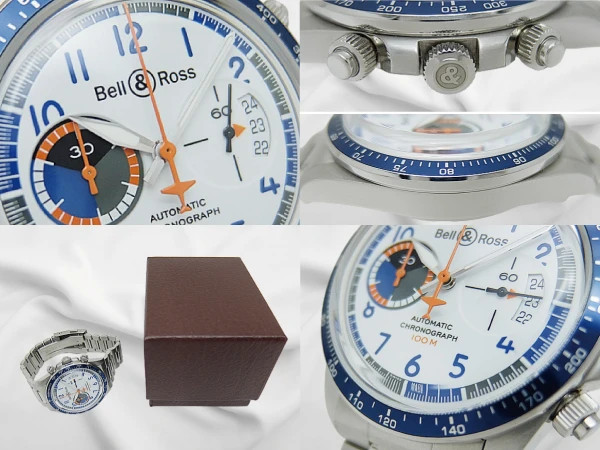 Bell & Ross RACING BIRD Watch Chronograph SS Seal-Swiss White Dial Limited
