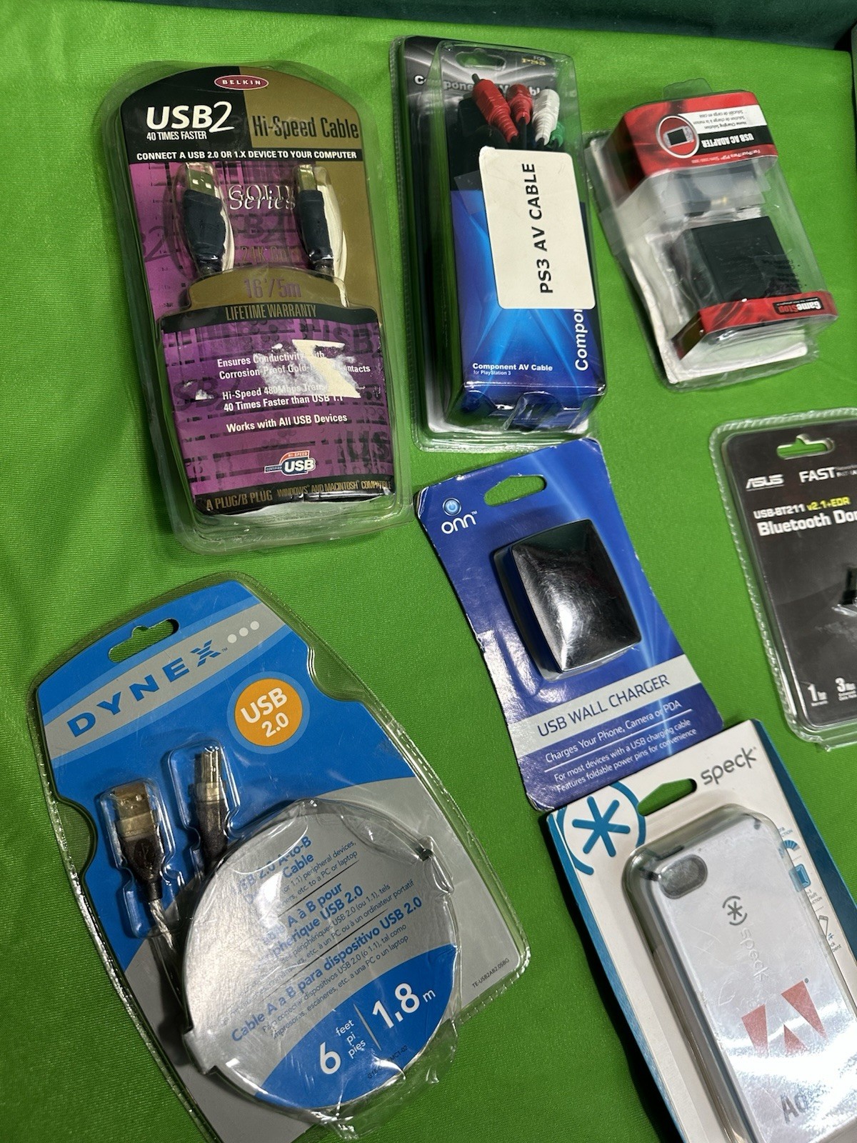 Lot of 12 New Old Stock Electronics Accessories Cables Chargers ASUS Bluetooth.